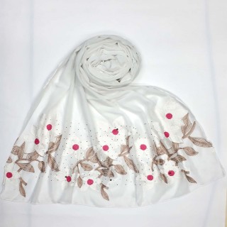 Designer Ari diamond cotton stole | White